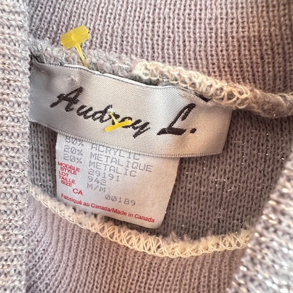 Audrey L | Silver Metallic Sleeveless Mock Neck Knit Top | Size M - Picture 4 of 7